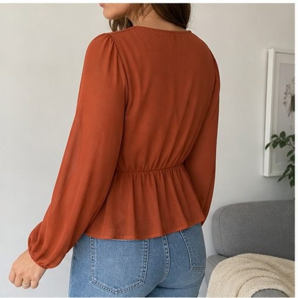 Rust Peplum Top - Picture 3 of 6